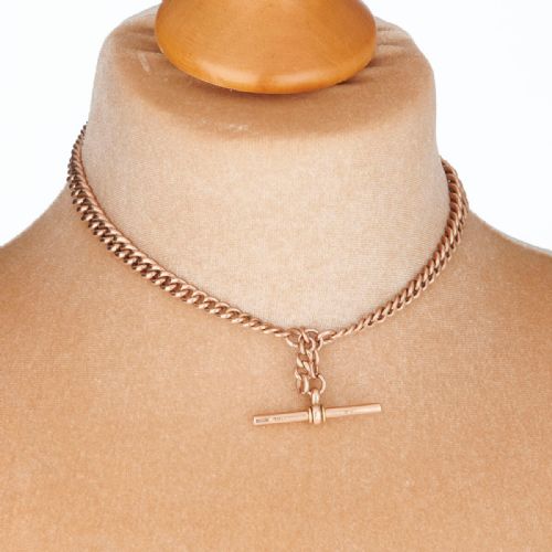 fig 1. Antique 9ct Rose Gold Albert Watch Chain / Choker Chain Necklace