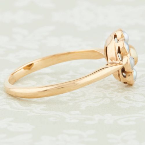 EDWARDIAN 18CT GOLD PEARL DAISY CLUSTER RING - ADDITIONAL PHOTO 3