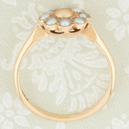 EDWARDIAN 18CT GOLD PEARL DAISY CLUSTER RING - ADDITIONAL PHOTO 5