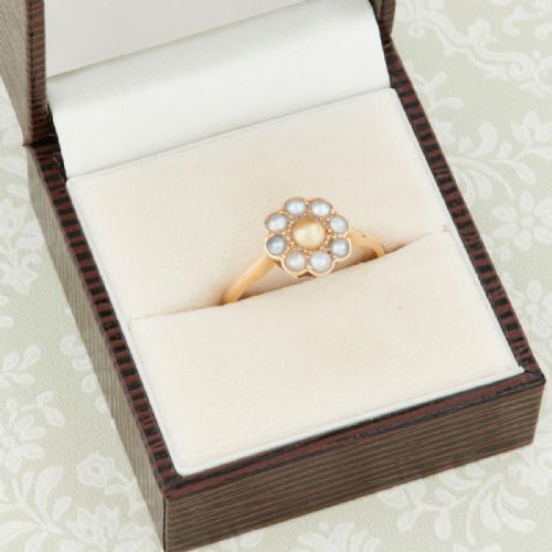EDWARDIAN 18CT GOLD PEARL DAISY CLUSTER RING - ADDITIONAL PHOTO 6