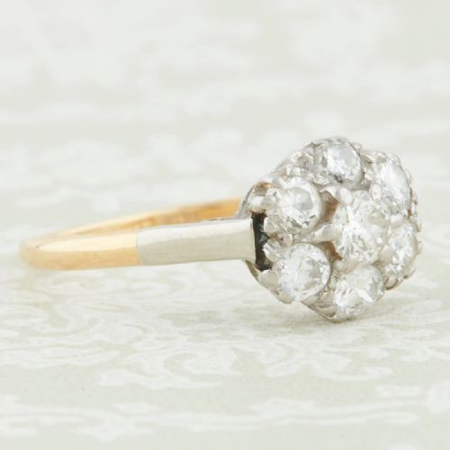 18CT GOLD 7 STONE DIAMOND DAISY CLUSTER RING - ADDITIONAL PHOTO 2