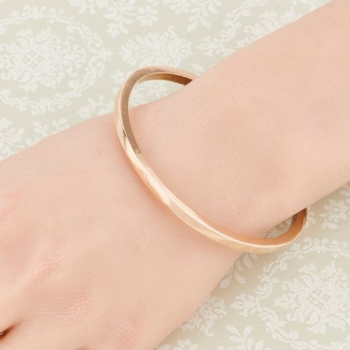 9CT ROSE GOLD FLAT PLAIN BANGLE HALLMARKED 1925 - ADDITIONAL PHOTO 2