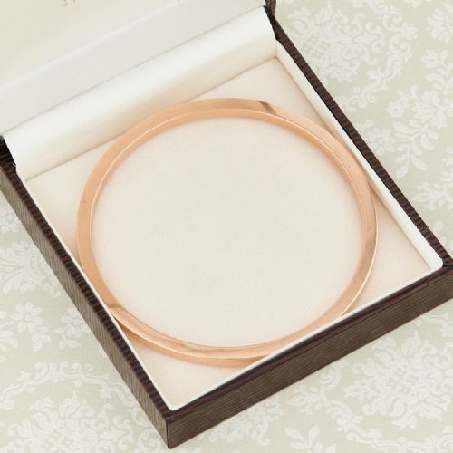 9CT ROSE GOLD FLAT PLAIN BANGLE HALLMARKED 1925 - ADDITIONAL PHOTO 5