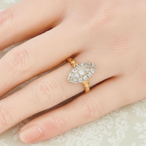 VICTORIAN 18CT GOLD MARQUISE DIAMOND RING - ADDITIONAL PHOTO 1
