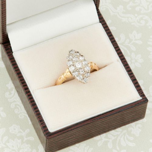 VICTORIAN 18CT GOLD MARQUISE DIAMOND RING - ADDITIONAL PHOTO 7