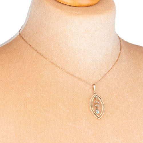 ART NOUVEAU 9CT GOLD BLUE PASTE AND PEARL PENDANT WITH CHAIN - ADDITIONAL PHOTO 1