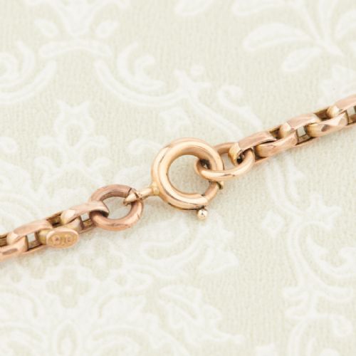 ANTIQUE 9CT GOLD 17 DIAMOND CUT BELCHER CHAIN NECKLACE - ADDITIONAL PHOTO 4