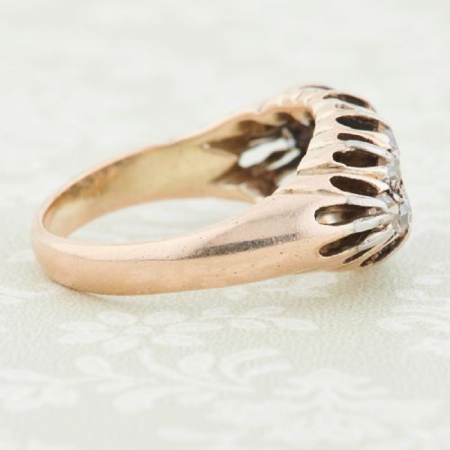 VICTORIAN 18CT GOLD BOAT SHAPED DIAMOND CLUSTER RING - ADDITIONAL PHOTO 2