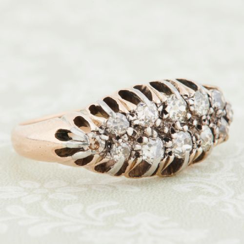 VICTORIAN 18CT GOLD BOAT SHAPED DIAMOND CLUSTER RING - ADDITIONAL PHOTO 3