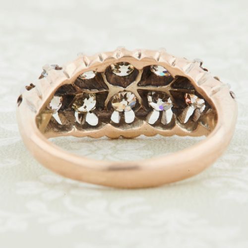 VICTORIAN 18CT GOLD BOAT SHAPED DIAMOND CLUSTER RING - ADDITIONAL PHOTO 4