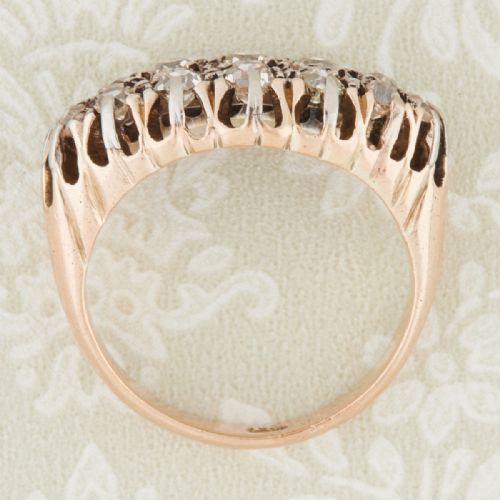 VICTORIAN 18CT GOLD BOAT SHAPED DIAMOND CLUSTER RING - ADDITIONAL PHOTO 5