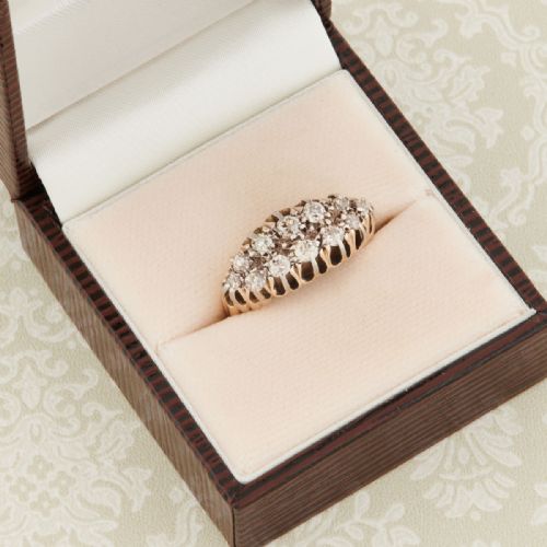 VICTORIAN 18CT GOLD BOAT SHAPED DIAMOND CLUSTER RING - ADDITIONAL PHOTO 7