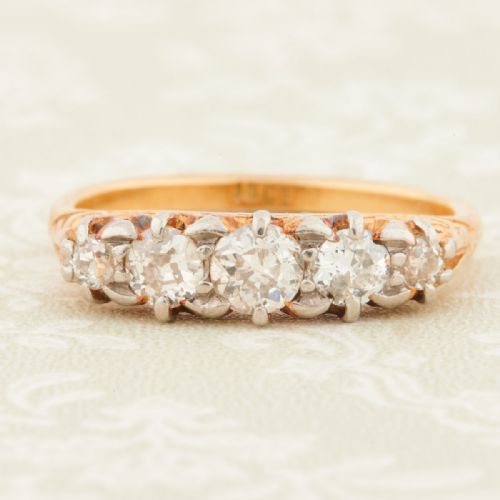 antique 18ct gold 5 stone diamond ring 065 carat - CATEGORY: ANTIQUE JEWELLERY - DATED 1900