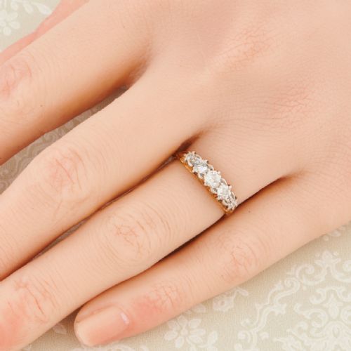 ANTIQUE 18CT GOLD 5 STONE DIAMOND RING 065 CARAT - ADDITIONAL PHOTO 1