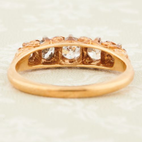 ANTIQUE 18CT GOLD 5 STONE DIAMOND RING 065 CARAT - ADDITIONAL PHOTO 4