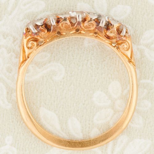 ANTIQUE 18CT GOLD 5 STONE DIAMOND RING 065 CARAT - ADDITIONAL PHOTO 5