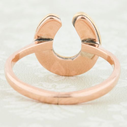 ANTIQUE 18CT AND 9CT GOLD PEARL AND LAPIS LAZULI HORSESHOE RING - ADDITIONAL PHOTO 4