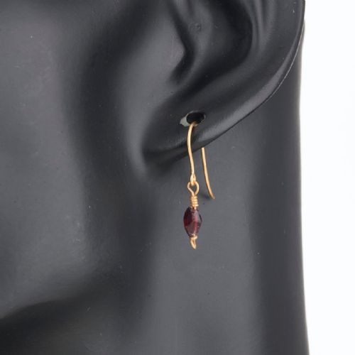 ROMAN GOLD AND GARNET DROP FISHHOOK EARRINGS - ADDITIONAL PHOTO 1