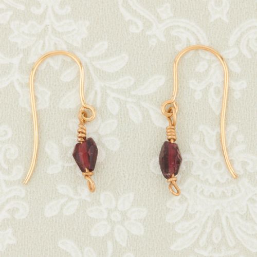 ROMAN GOLD AND GARNET DROP FISHHOOK EARRINGS - ADDITIONAL PHOTO 2