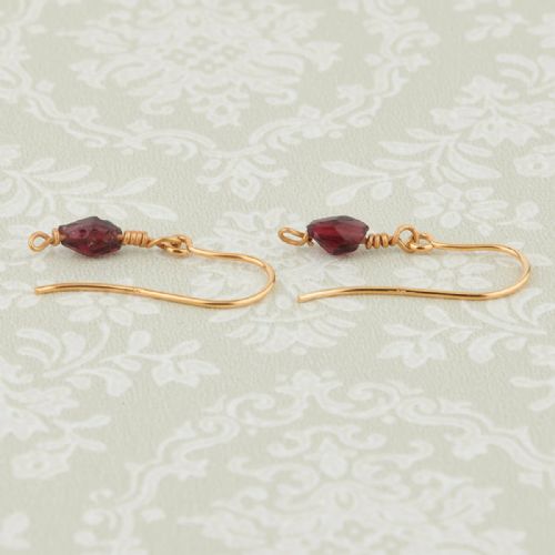 ROMAN GOLD AND GARNET DROP FISHHOOK EARRINGS - ADDITIONAL PHOTO 3