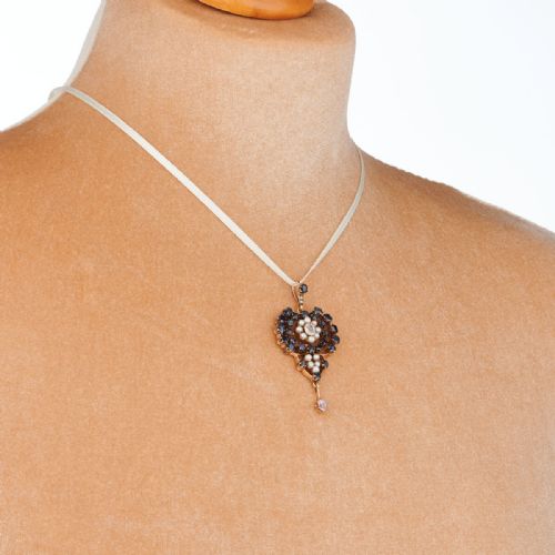 VICTORIAN 9CT GOLD SAPPHIRE PEARL AND SPINEL PENDANT - ADDITIONAL PHOTO 1