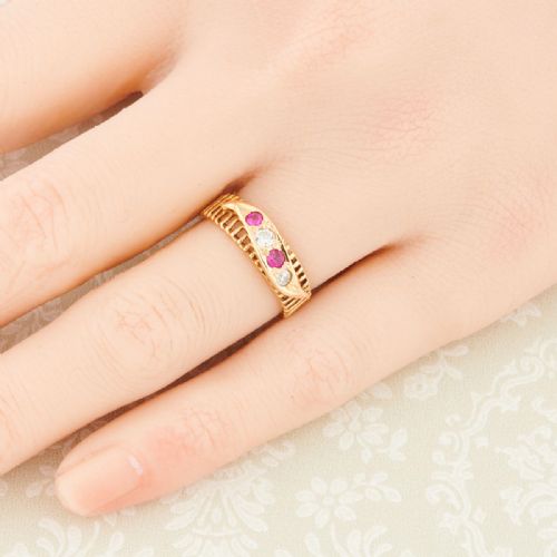 22CT GOLD RUBY PASTE BAND RING - ADDITIONAL PHOTO 1