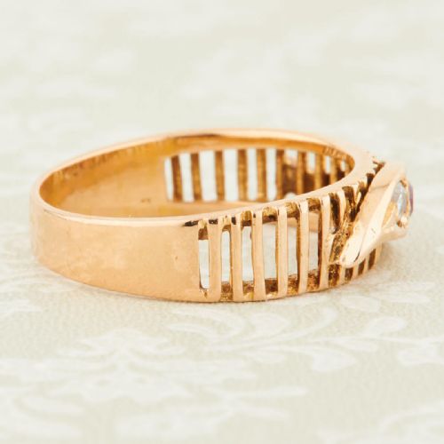 22CT GOLD RUBY PASTE BAND RING - ADDITIONAL PHOTO 3
