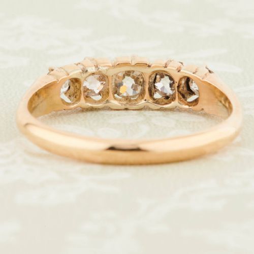 ANTIQUE 18CT GOLD 5 STONE OLD CUT DIAMOND RING 070 CARAT - ADDITIONAL PHOTO 3