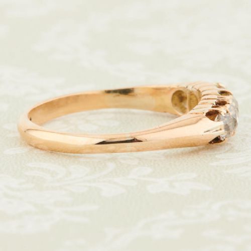 ANTIQUE 18CT GOLD 5 STONE OLD CUT DIAMOND RING 070 CARAT - ADDITIONAL PHOTO 4