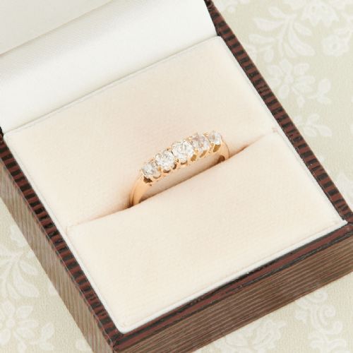 ANTIQUE 18CT GOLD 5 STONE OLD CUT DIAMOND RING 070 CARAT - ADDITIONAL PHOTO 7