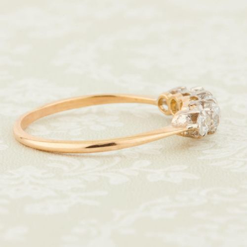 ANTIQUE 18CT GOLD 5 STONE OLD CUT DIAMOND RING 084 CARAT - ADDITIONAL PHOTO 3