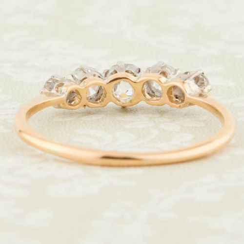 ANTIQUE 18CT GOLD 5 STONE OLD CUT DIAMOND RING 084 CARAT - ADDITIONAL PHOTO 4