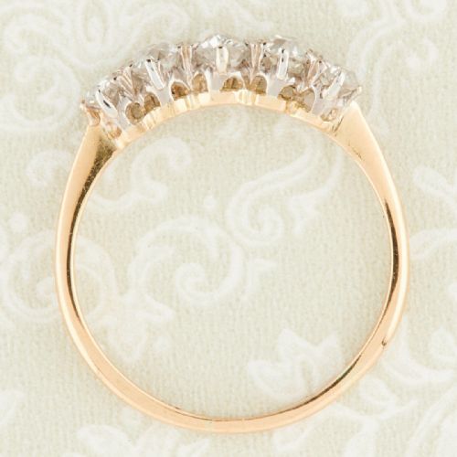 ANTIQUE 18CT GOLD 5 STONE OLD CUT DIAMOND RING 084 CARAT - ADDITIONAL PHOTO 5