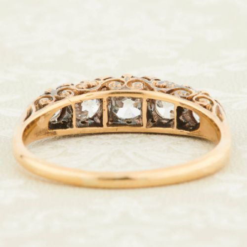 ANTIQUE 18CT GOLD 5 STONE OLD CUT DIAMOND RING 1 CARAT - ADDITIONAL PHOTO 4