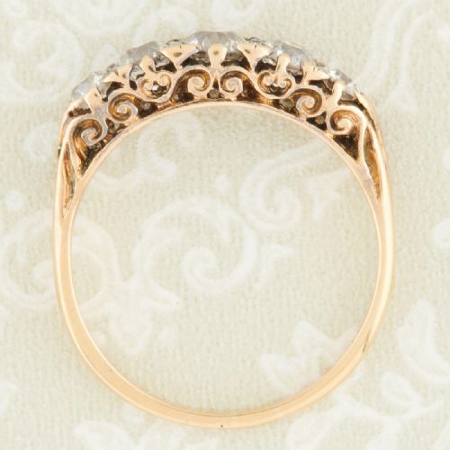 ANTIQUE 18CT GOLD 5 STONE OLD CUT DIAMOND RING 1 CARAT - ADDITIONAL PHOTO 5