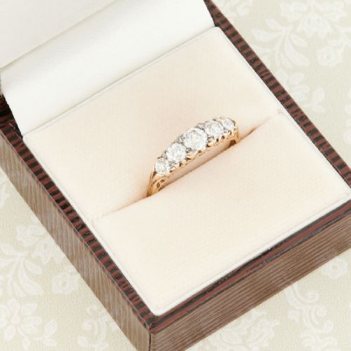 ANTIQUE 18CT GOLD 5 STONE OLD CUT DIAMOND RING 1 CARAT - ADDITIONAL PHOTO 7