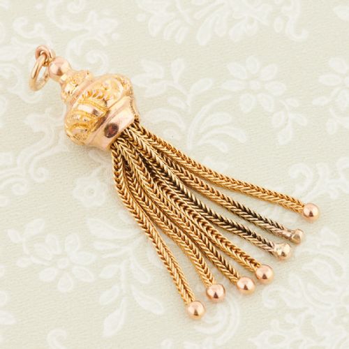 ANTIQUE 9CT GOLD TASSEL PENDANT - ADDITIONAL PHOTO 2