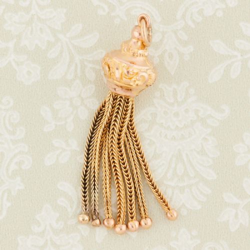 ANTIQUE 9CT GOLD TASSEL PENDANT - ADDITIONAL PHOTO 3