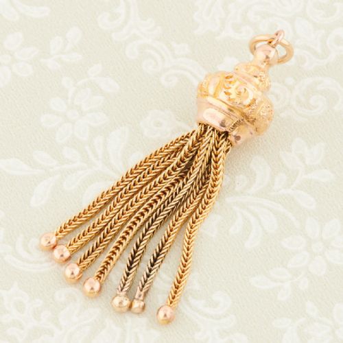 ANTIQUE 9CT GOLD TASSEL PENDANT - ADDITIONAL PHOTO 5