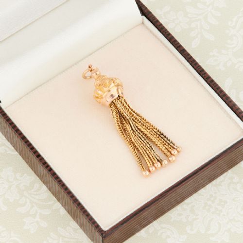 ANTIQUE 9CT GOLD TASSEL PENDANT - ADDITIONAL PHOTO 7
