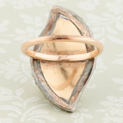 GEORGIAN 18CT GOLD CABOCHON GARNET DIAMOND RING - ADDITIONAL PHOTO 5