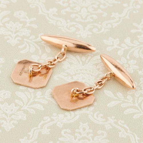 9CT ROSE GOLD SQUARE CUFFLINKS 1950 - ADDITIONAL PHOTO 3