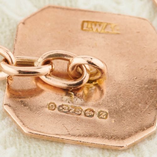9CT ROSE GOLD SQUARE CUFFLINKS 1950 - ADDITIONAL PHOTO 4
