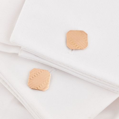 9CT ROSE GOLD SQUARE CUFFLINKS 1950 - ADDITIONAL PHOTO 5