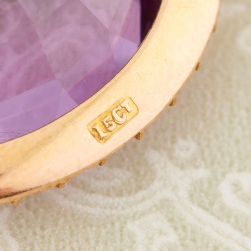 15CT GOLD AMETHYST AND PEARL PENDANT WITH CHAIN - ADDITIONAL PHOTO 5