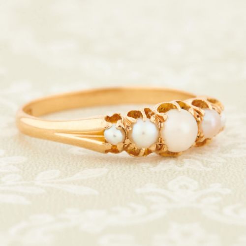 18CT GOLD 5 STONE PEARL RING - ADDITIONAL PHOTO 2
