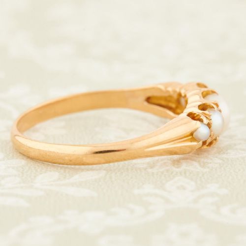 18CT GOLD 5 STONE PEARL RING - ADDITIONAL PHOTO 3