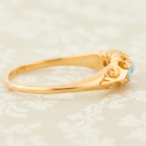 18CT GOLD OPAL DIAMOND 5 STONE RING - ADDITIONAL PHOTO 3