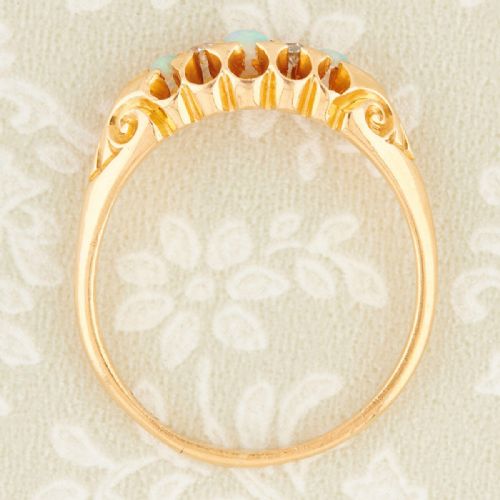 18CT GOLD OPAL DIAMOND 5 STONE RING - ADDITIONAL PHOTO 6