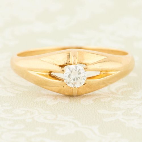 18CT GOLD DIAMOND BELCHER GYPSY RING SINGLE STONE